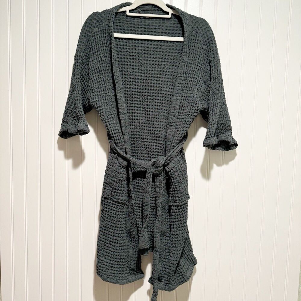 Women's Waffle Knit Robe - Black